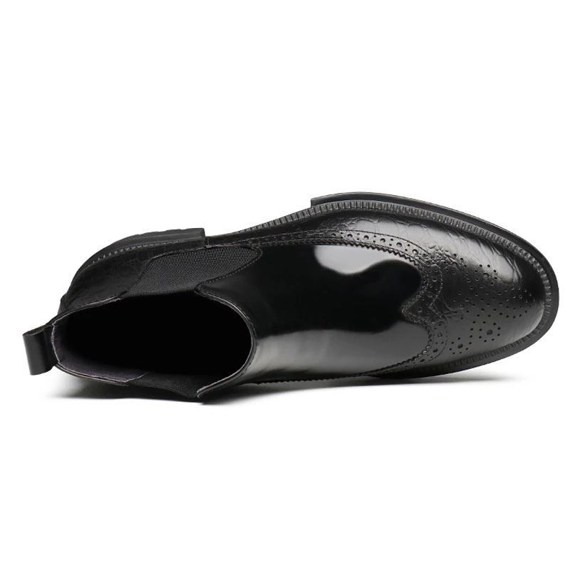 Мужские ковбойские ботильоны ручной работы из натуральной лакированной кожи с