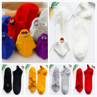 22 Женские носки, 5 пар, женские хлопковые носки с вышивкой Kawaii, короткие носки, женские носки-башмачки, женские повседневные носки - Цвет: 22