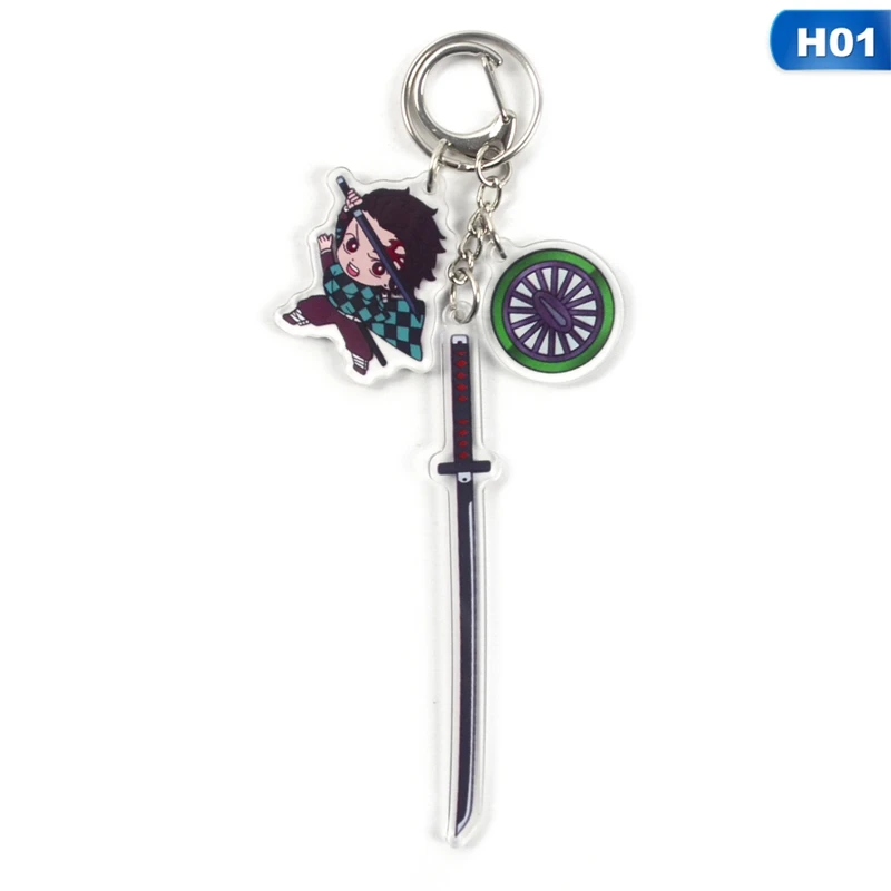 

Cartoon Keychain Car Pendant 3D Keyring Motorcycle Key Ring Auto Interior Decoration Anime Demon Slayer Acrylic