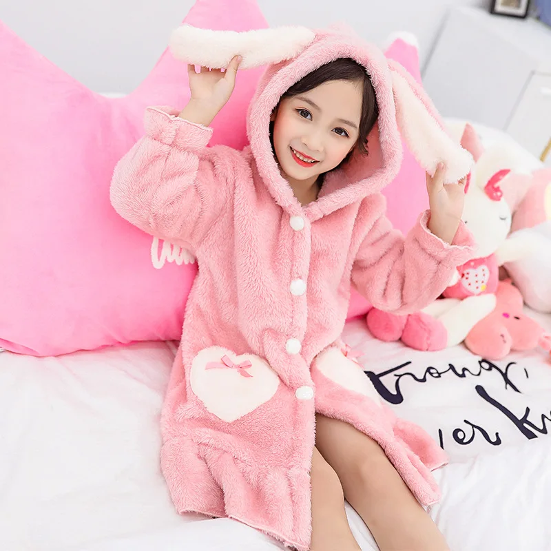 

Детский халат для девочек 201 банный халат с капюшоном для девочек, пижама, ночная рубашка двухсторонняя мягкая Фланелевая пижама, детская те...