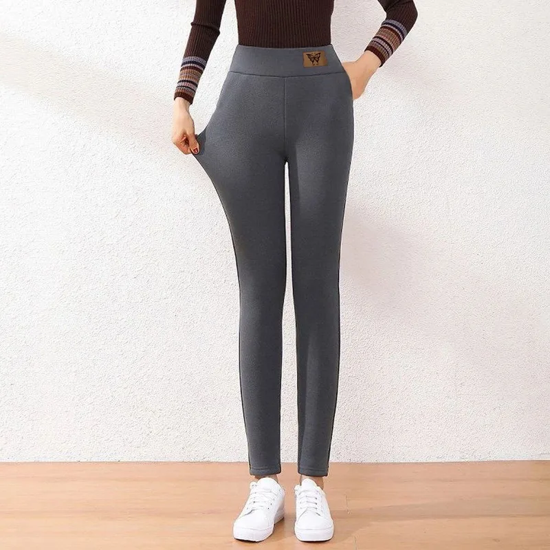 

2021 Warm Women's Velvet Winter Leggings Ankle-Length Keep Warm Solid Pants High Waist Women Leggings Plus Size Skinny Trousers