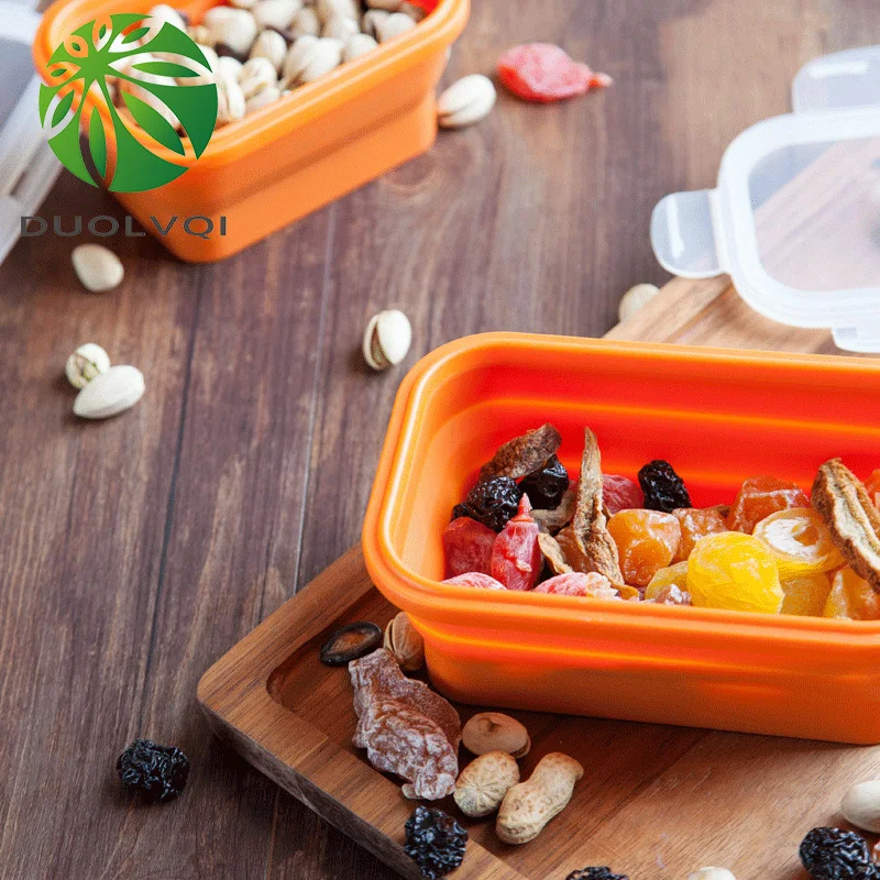 Duolvqi силиконовый Коробки для обедов Портативный чаша красочный складной Еда