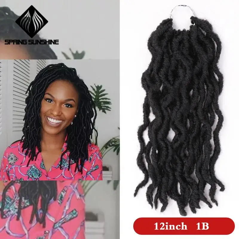 Весна Солнечный свет Синтетический Nu Locs 12 18 дюймов богиня Faux Locs Curly вязание крючком волосы Exntension для черных женщин косы волос плетение