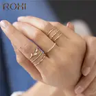 ROXI, асимметричные геометрические прямоугольные кристаллы, золотые кольца для женского кольца из стерлингового серебра 925 пробы, обручальное кольцо