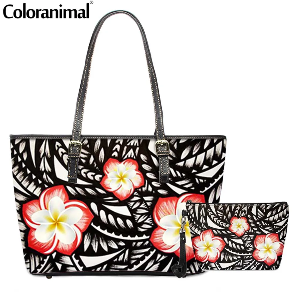 Coloranimal в этническом стиле Плюмерия печати сумка для Дамские туфли из PU