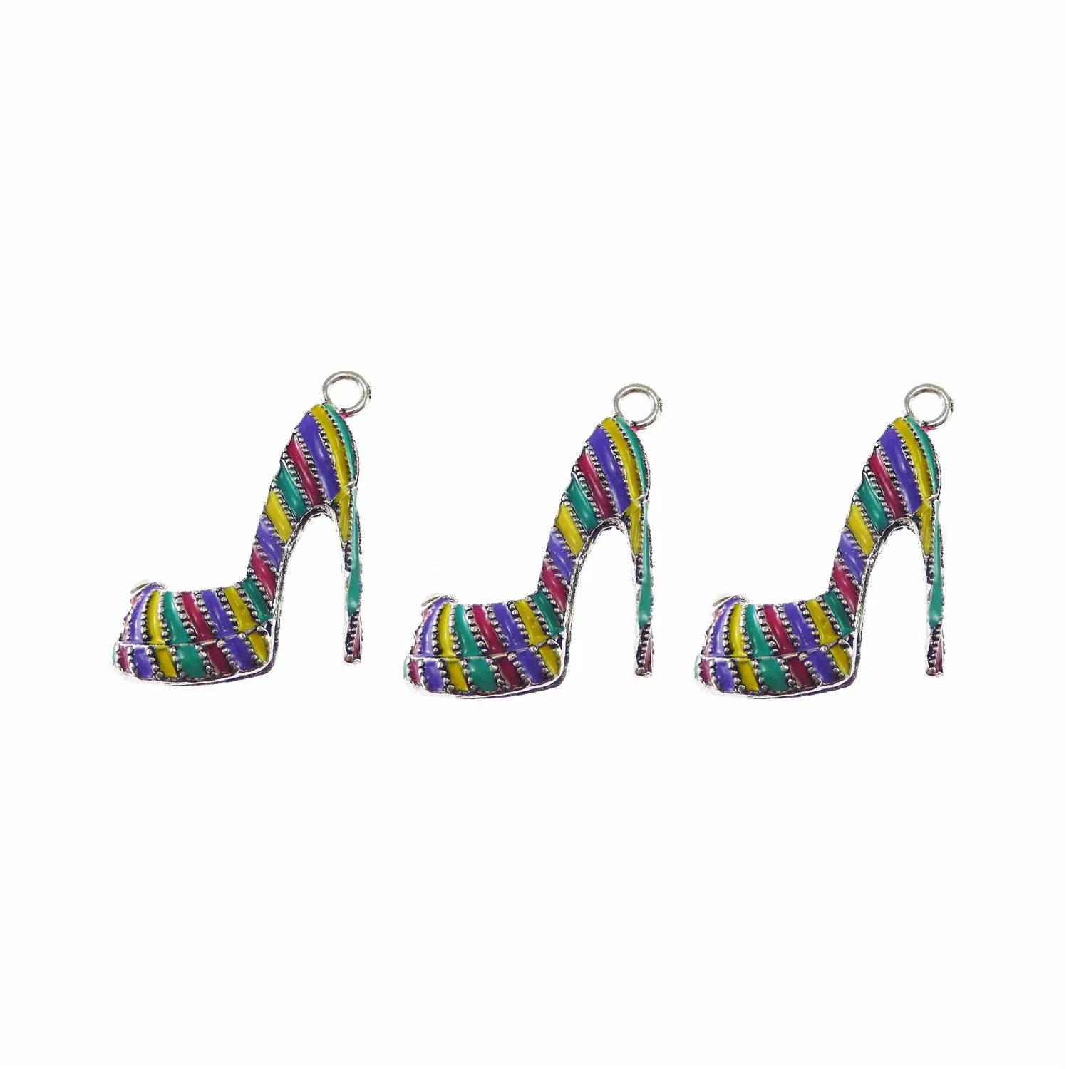GraceAngie 4PCS Rainbow Enamel High Heel Shoe Charms for Women - Fashion Pendant for DIY Bracelet Necklace image 2