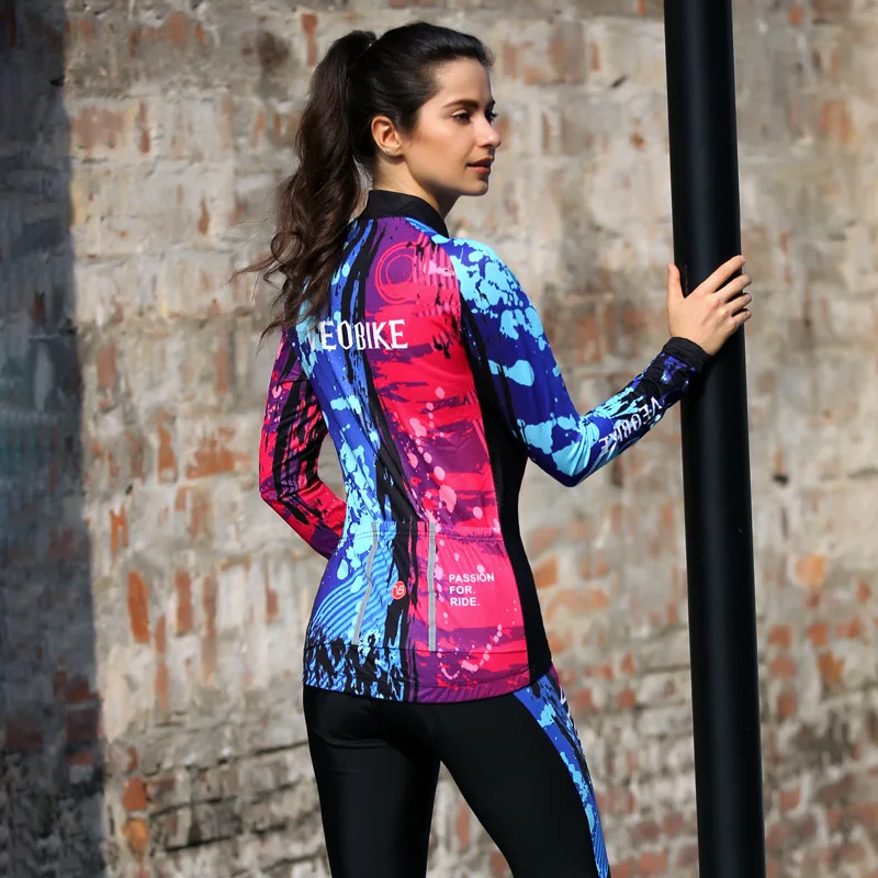 Pro Team Cycling Jersey Set Long Sleeve Winter Thermal Fleece Bicycle Clothes Women Bike Clothing Ladies Cycle Wear