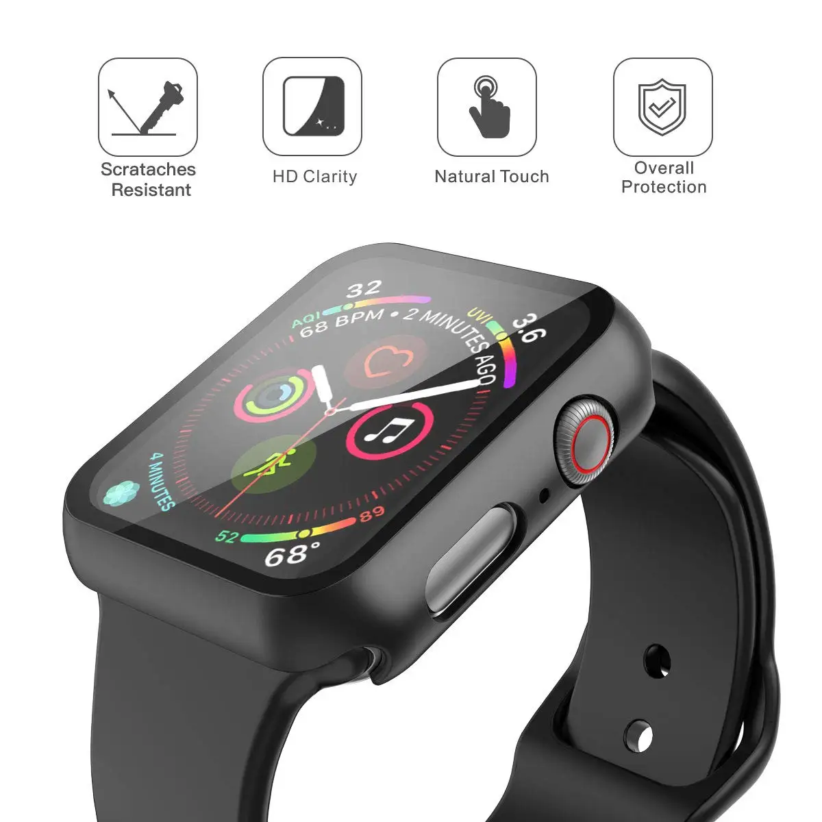 Glass+Case For Apple Watch Series 7 6 5 4 3 SE 45mm 41mm 44mm 40mm 42mm/38 iWatch Screen Protector+Cover Accessories | Наручные часы