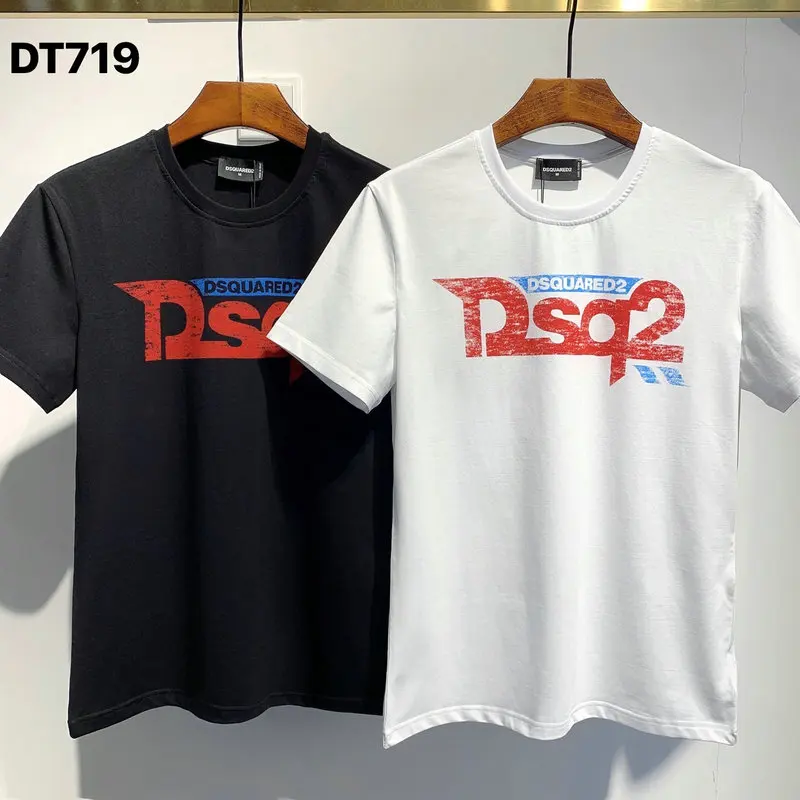 

Футболка в стиле Харадзюку y2k Dsquared2 для мужчин и женщин, Классическая хлопковая рубашка с коротким рукавом и воротником с надписью, в стиле х...