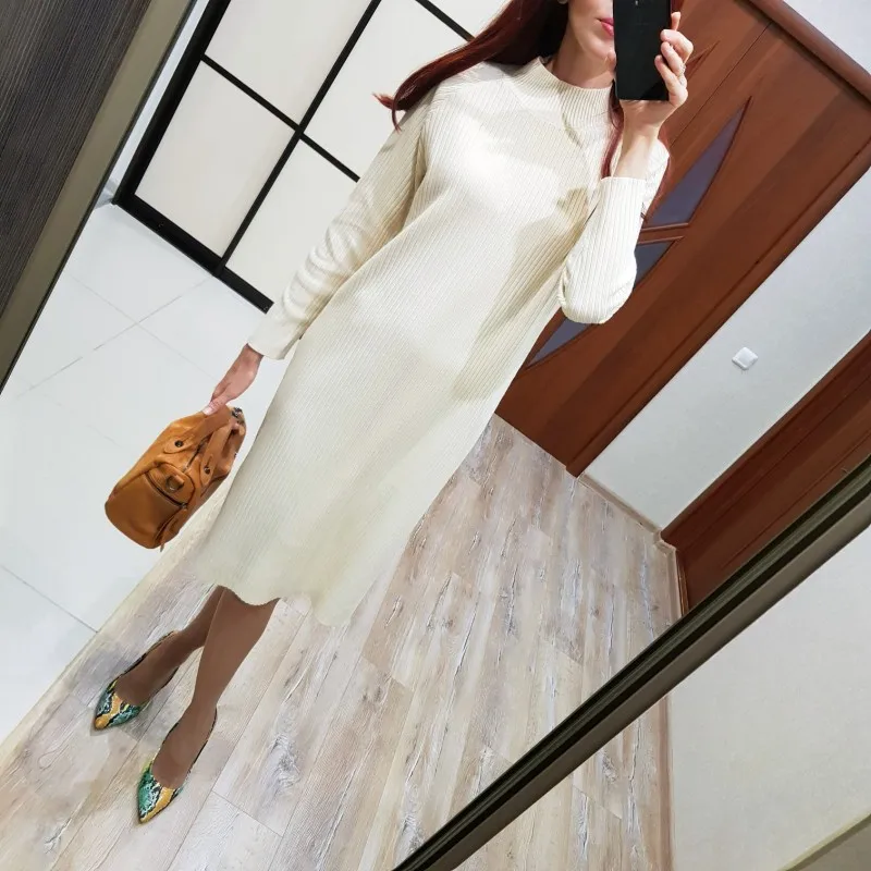 

Oversized Long Straight Women Maxi Dress Autumn Winter Turtleneck Thick Warm Sweater Dresses Pullover Robe D Ete Femme