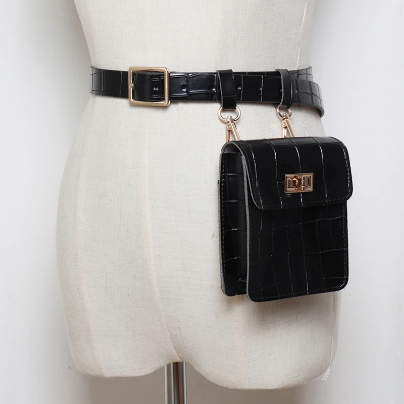 Женская поясная сумка из крокодиловой кожи черная красная верблюжья кожа