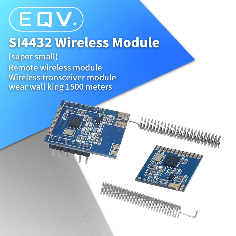 EQV 1 комплект мини SI4432 пульт дистанционного беспроводного модуль связи приемопередатчика 240 МГц-930 МГц + пружинная антенна, расстояние 1000 м