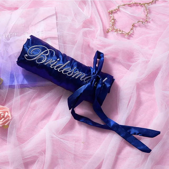 blue Bridesmaid Халат для невесты, подружки невесты, Атласный халат, Элегантная пижама, сексуальный женский халат из вискозы, халат, кимоно, Шелковый банный халат, для сна, для отдыха - Цвет: blue Bridesmaid