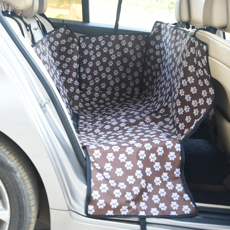 

Oxford Footprint Pet Carriers Rear Back Waterproof Dog Car Seat Cover Mats Hammock Protector with Safety Belt Transportin Perro