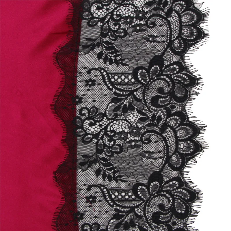 

Kimono For Women Long Sleeve Satin Silk Robes Blue Black Red Plus Size Lace Robe Lingerie Solid Lace Trim Dressing Gown R80558