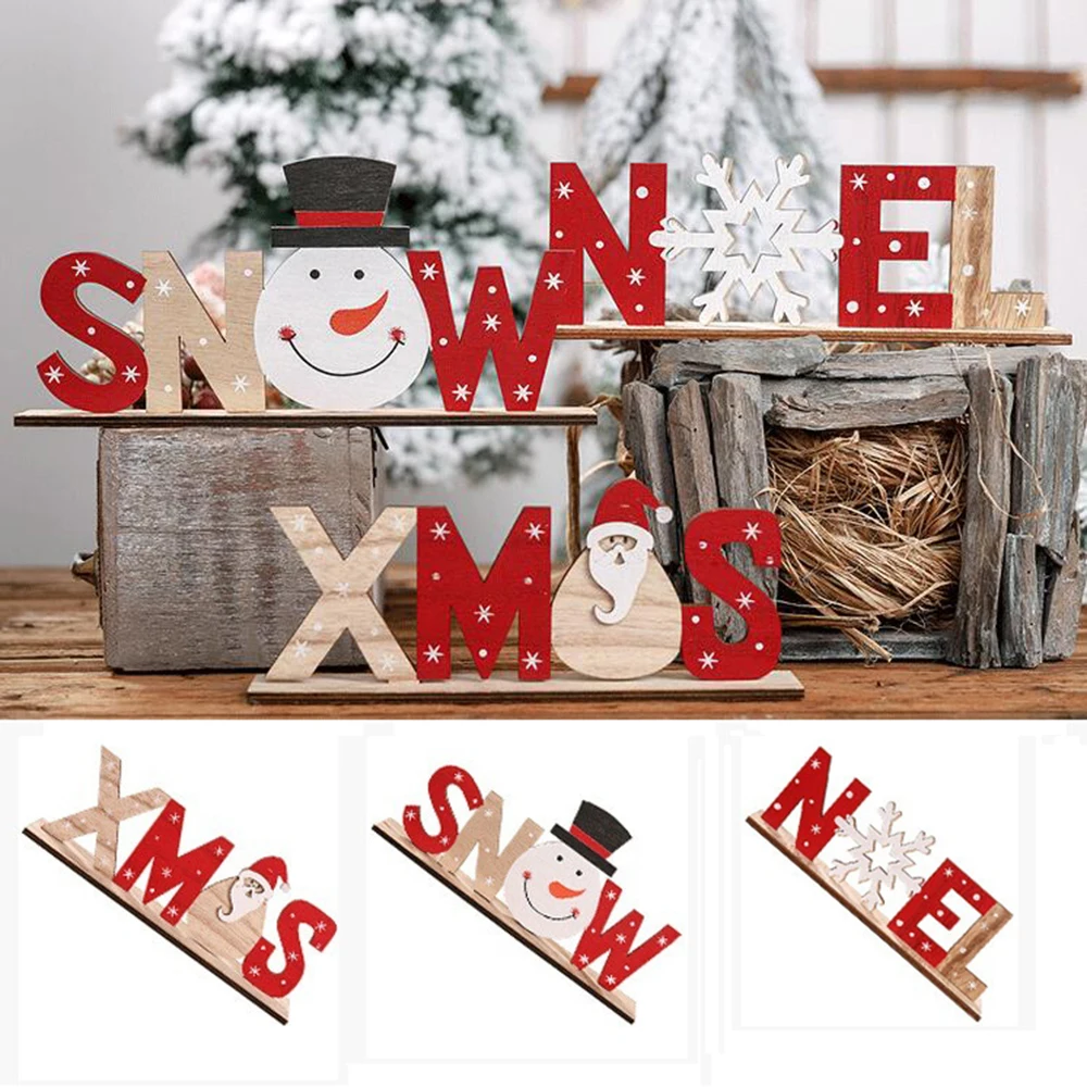 Новинка Рождественская буква XMAS SNOW NOEL деревянные украшения DIY настольный