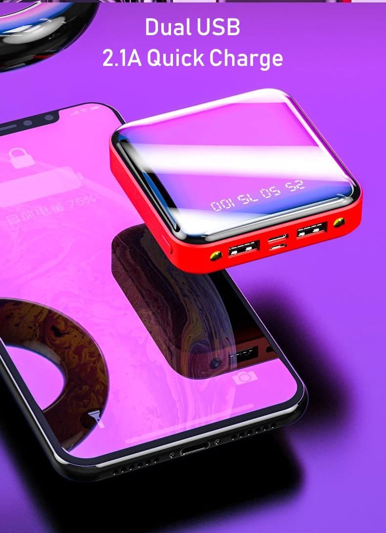 Mi ni power Bank 30000 мАч Pover Bank зарядное устройство с двумя usb-портами Внешняя батарея Poverbank портативная для iPhone X Xiaomi mi power bank