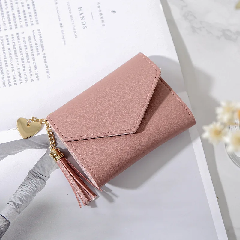 Women Wallet Tassel Pendant Litchi Pattern Short Card Holder Coin Purse Ladies Leather Mini Small Fashion Bag | Багаж и сумки