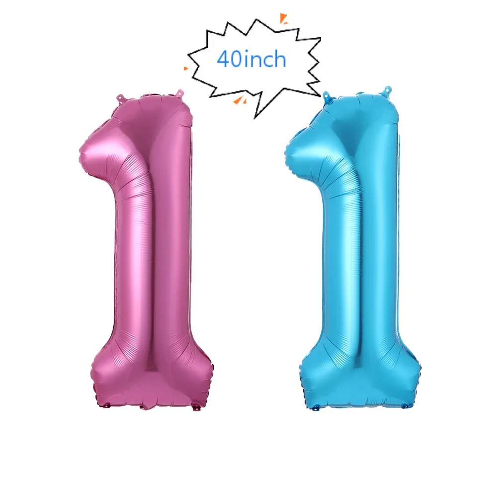 

13pcs/lot baby boy girl blue pink 40inch number 1st happy birthday party decoration 12inch dot latex balloon star balloons