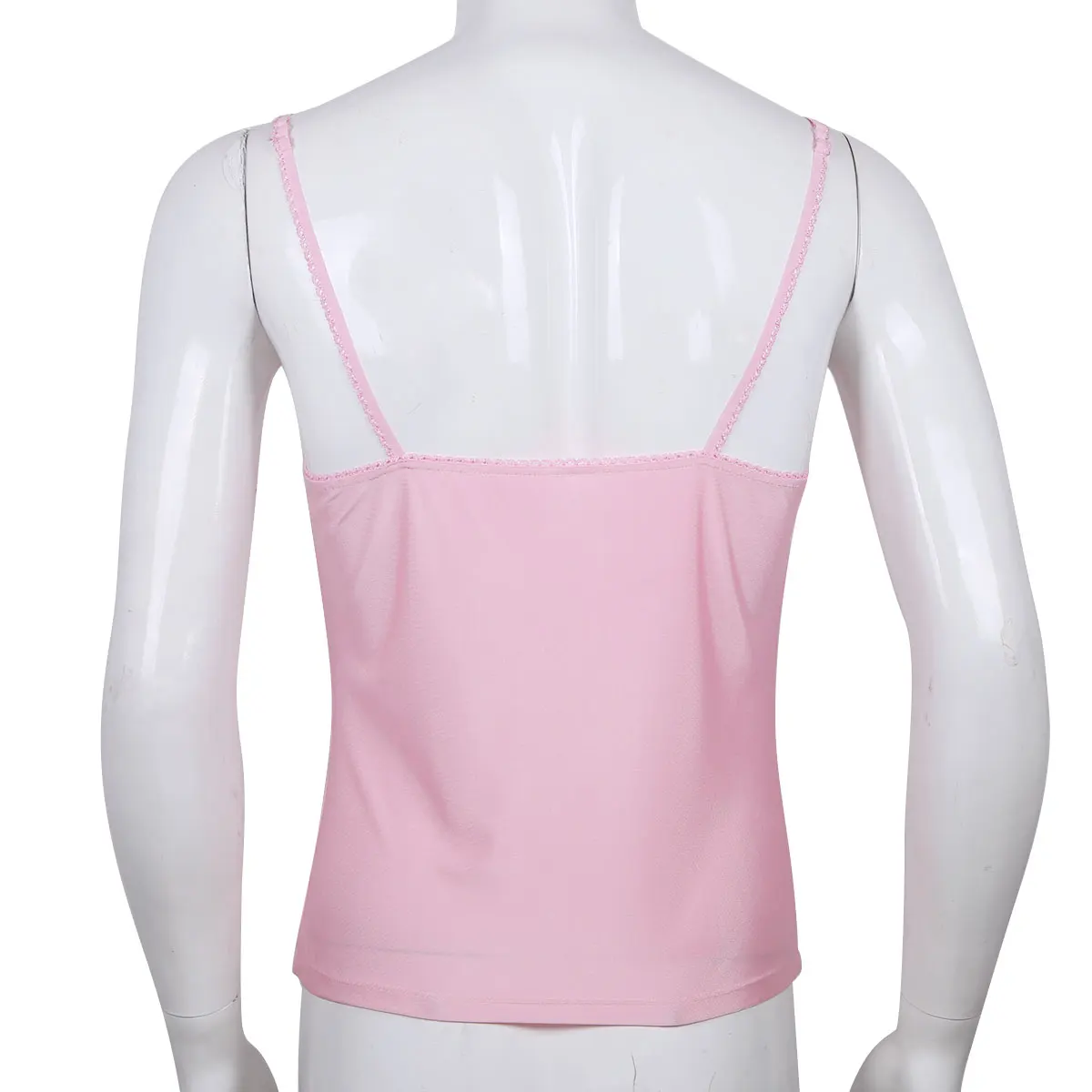 Men Pyjamas Sexy Sleepwear Lingerie Adjustable Straps Pink Camisole Tank Top Nightwear Sleep Tops Soft Pajama Homewear Underwear | Мужская