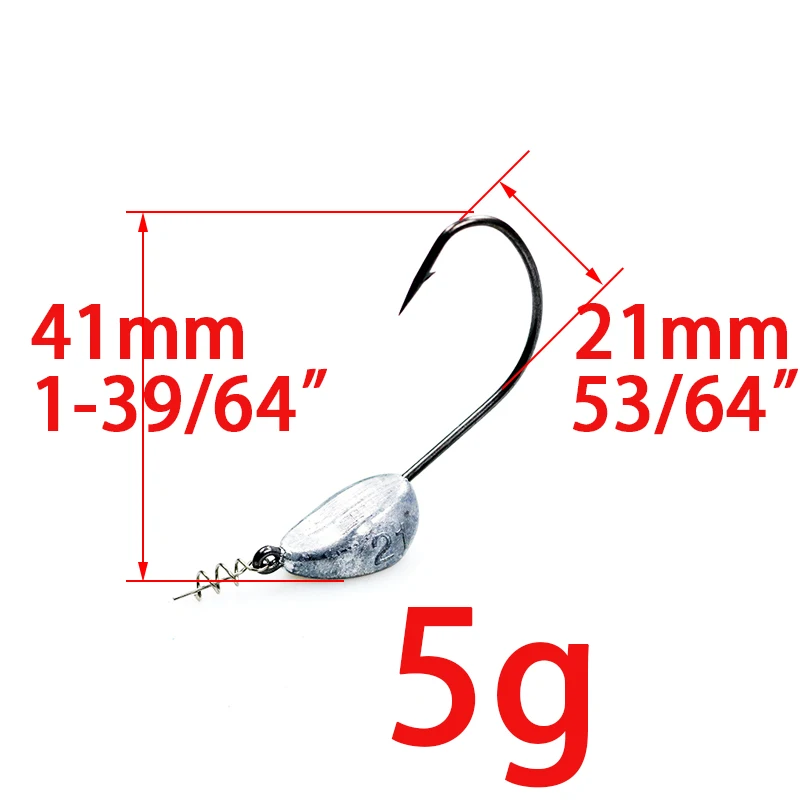 5g 5pcs 5 шт., 3,5 г, 5 г, 7 г, 10 г, 15 г, 21 г, свинцовая головка джига со спиральным винтом, рыболовные приманки, джиг-приманка, крючок, рыболовные снасти, джигеды, рыболовные крючки - Цвет: 5g 5pcs
