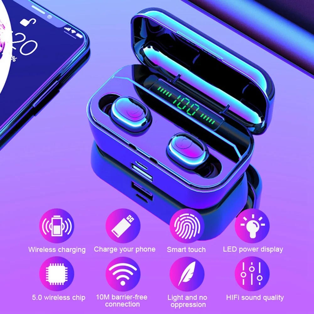 G6S bluetooth наушники светодиодный быстрая Беспроводная зарядка с регулятором