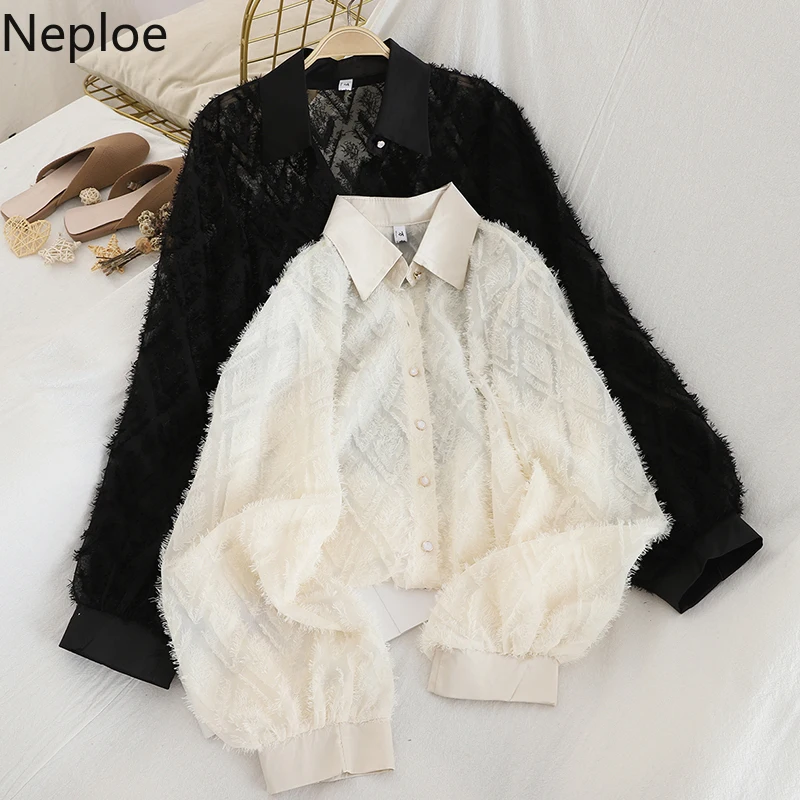 Neploe отложной воротник одна грудь кисточка ворсистая блузка осень весна 2020 Новый