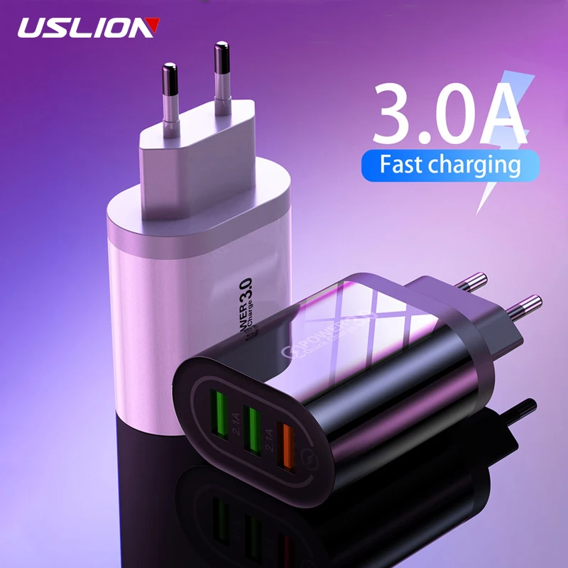 USLION 3 портовое быстрое зарядное устройство QC 0 USB универсальный мобильный телефон