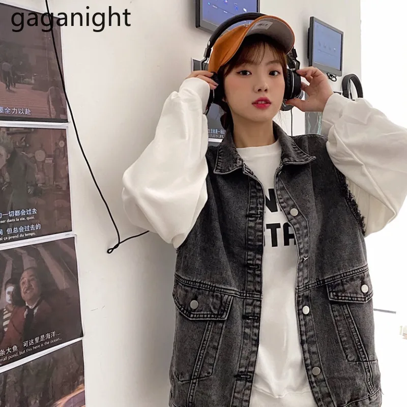 Джинсовая майка Gaganight женская с V-образным вырезом Повседневная Свободная