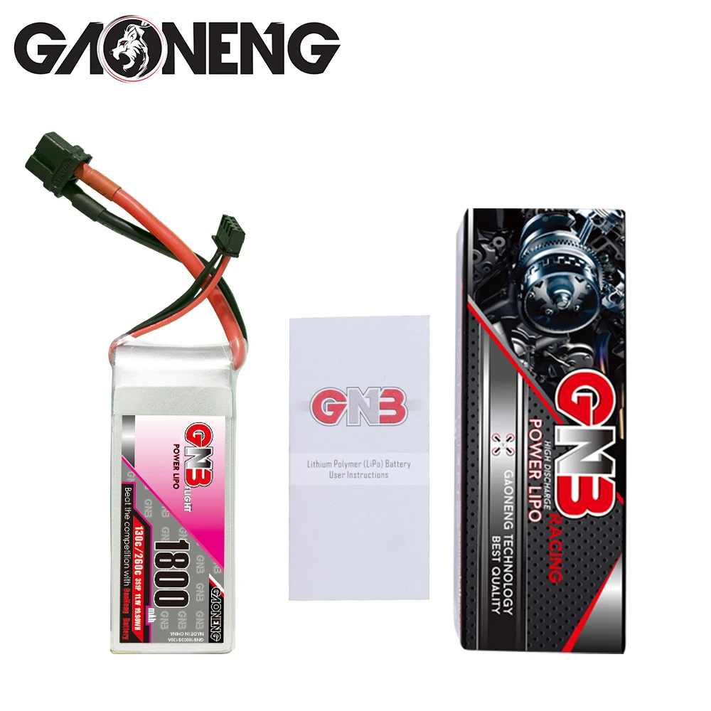 Аккумулятор Gaoneng GNB 1800 мАч 3S1P 11 1 В 130C/260C Lipo с разъемом XT60 для вертолета самолета RC FPV