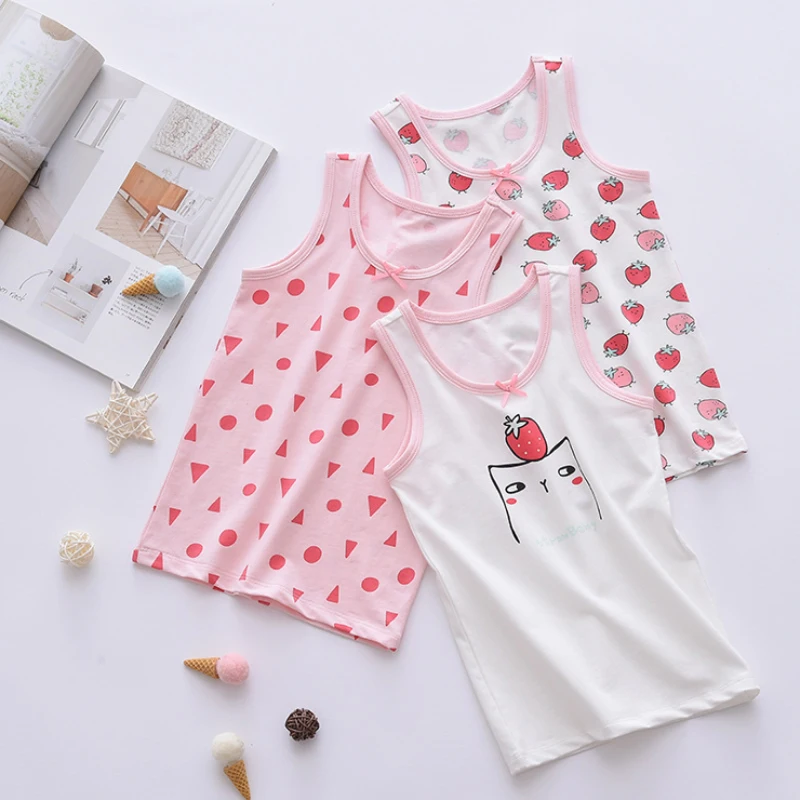 

Emotion Moms 3pcs/Set Summer Girls Tanks Children Vest Baby Pretty Beach Clothing Wear Tops Cotton Sleeveless Cool Fabric