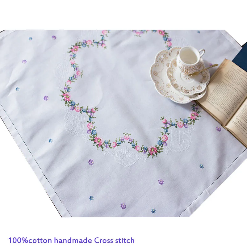 

TOP 100%Cotton handmade Cross stitch lace Tablecloth dining tea party Table Cover cloth kitchen Christmas Wedding home decor