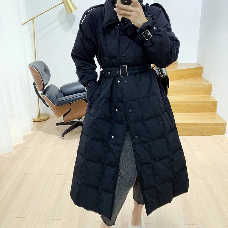 Женский однотонный пуховик FTLZZ куртка на белом утином пуху в Корейском стиле