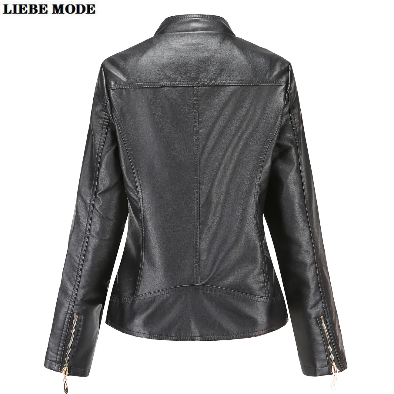 Ladies Motorcycle Biker Stand Collar Faux Leather Jacket Coat Khaki Brown Grey Red Bomber Pu Jackets for Women Slim Fit Outwear