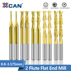 Концевая фреза XCAN, с 2 канавками, с титановым покрытием, хвостовик 0,8 мм, 3,175-3,175 мм, 10 шт.