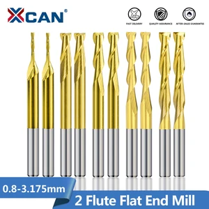 Концевая фреза XCAN, с 2 канавками, с титановым покрытием, хвостовик 0,8 мм, 3,175-3,175 мм, 10 шт.
