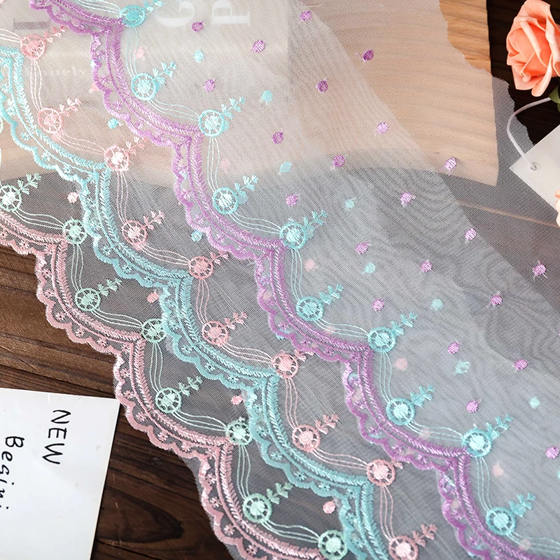 

19cm Wide Multicolor Lace Fabric For Girl Dress Diy Crafts Handmade Materials Sewing Accessories Needlework Ribbon Trim 2yards