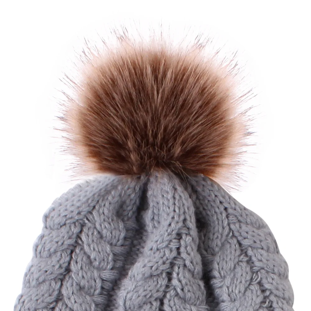 2019 головной убор для родителей и ребенка зимние шапки мамы меховые шарики