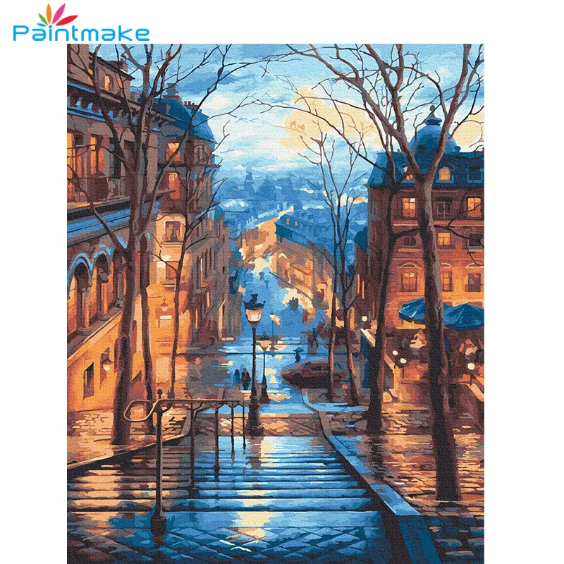 Городской пейзаж Paintmake DIY, картина по номерам, картина маслом на холсте для домашнего декора, настенная живопись, подарки 40*50 см