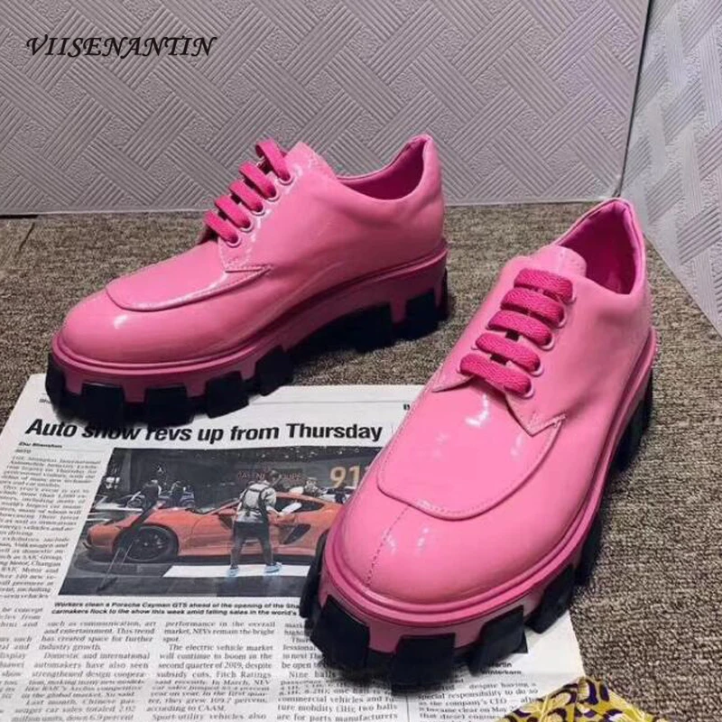 Женские кроссовки из натуральной кожи на плоской платформе Новинка весны 2020 года