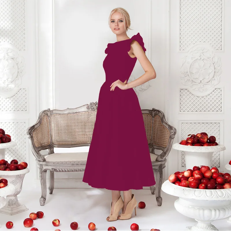 wine red BacklakeGirls Ever красивые элегантные атласные вечерние платья плиссированные вечерние платья длиной до щиколотки с рукавами с рюшами Vestidos De Graduacion - Цвет: wine red