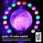 3d-лампа в виде галактики и Луны, ночник с сенсорным управлением и ПДУ, 16 цветов