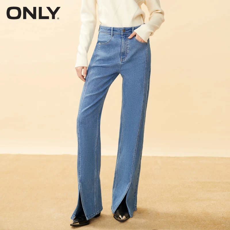 

ONLY winter new high-waisted straight-leg split type slim design jeans women | 121332070