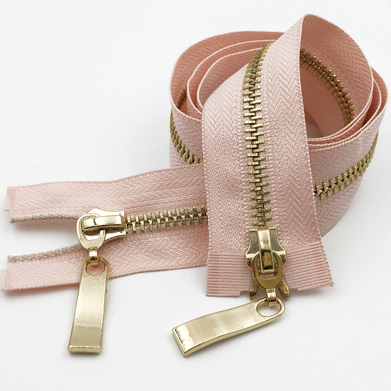 pinkgold 1 шт. Meetee 80/100/120 см автоматический металлический замок молния золотой двойной слайдер застежки-молнии для куртки пальто DIY сумка Аксессуары для шитья одежды - Цвет: pinkgold