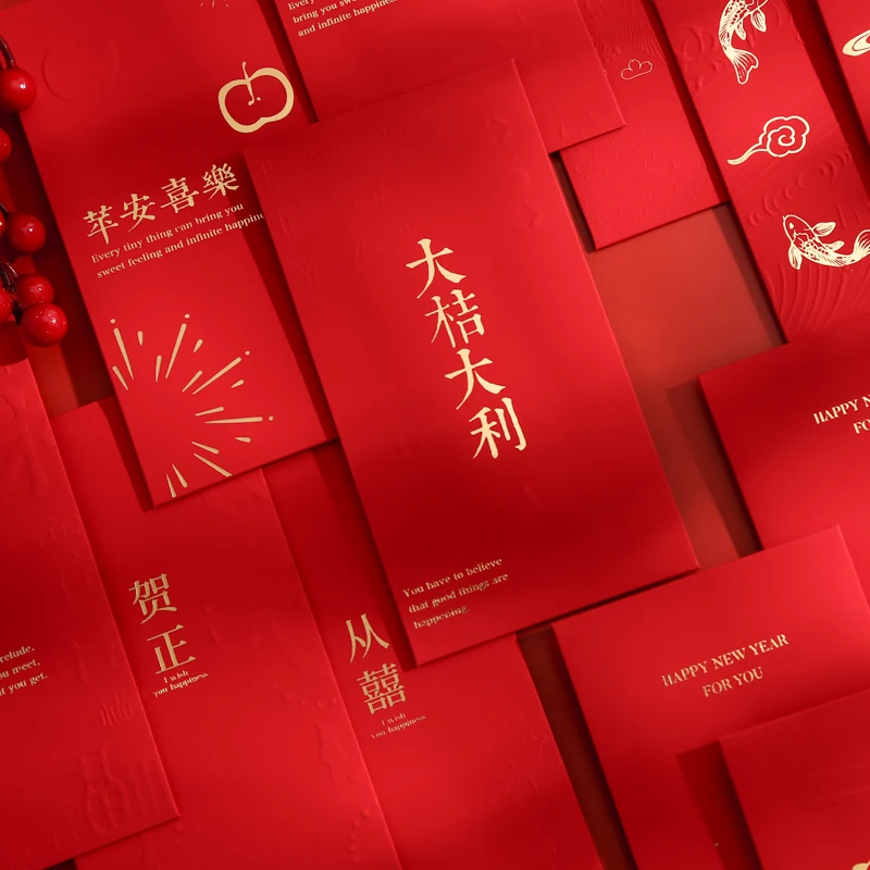 Yoofun 3 шт. Новогодняя серия красный конверт с тиснением бронзовая поздравительная