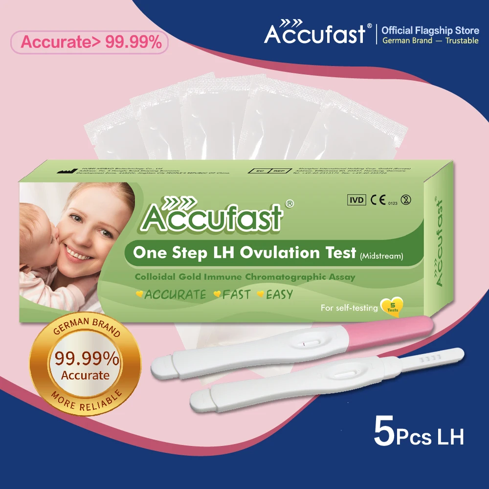 

ACCUFAST 5Pcs LH Ovulation Test Stick One Step Early Fast Accurate Urine Test Kits 5Pcs LH Ovulation Test Midstream Suits