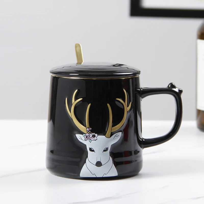 

Large Ceramic Creative Beautiful Deer Painted Mug Personalized Minimalist Coffee Hand Painted Mugs Cute Work Coffee Cups II50MKB