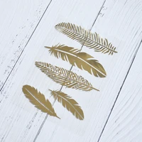 happymems 5pcs feather iron on patches foil iron on patches for art clothes decoration iron on patches