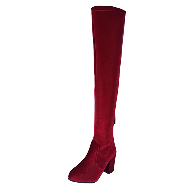 Wine Red GAOKE, размеры 34-43, г. Новая обувь женские ботинки черные ботфорты пикантные женские осенне-зимние сапоги до бедра - Цвет: Wine Red