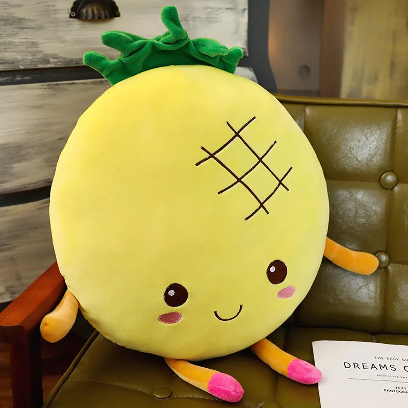 pineapple 1 шт. мультфильм улыбка фрукты подушки в виде овощей мультфильм морковь брокколи помидор теплая подушка с отверстиями для рук мягкие игрушки для детей подарок - Цвет: pineapple